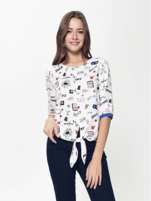 Стильная блузка с декоративной завязкой LBL 886, White-ultramarine, Блузка женская ⭐️ Стильная блузка с декоративной завязкой LBL 886 ⭐️
Стильная блузка с декоративной завязкой LBL 886, White-ultramarine, Блузка женская ⭐️ Стильная блузка с декоративной завязкой LBL 886 ⭐️