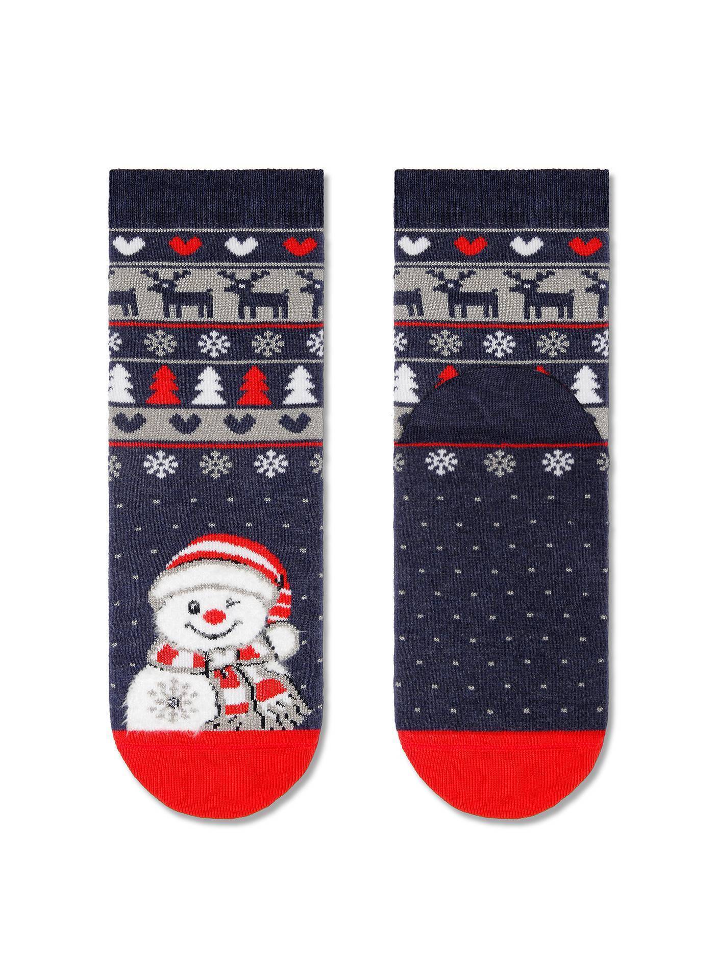 Носки детские ⭐️ Новогодние носки "Снеговик" с махровой стопой, пушистой нитью, люрексом и стразами ⭐️