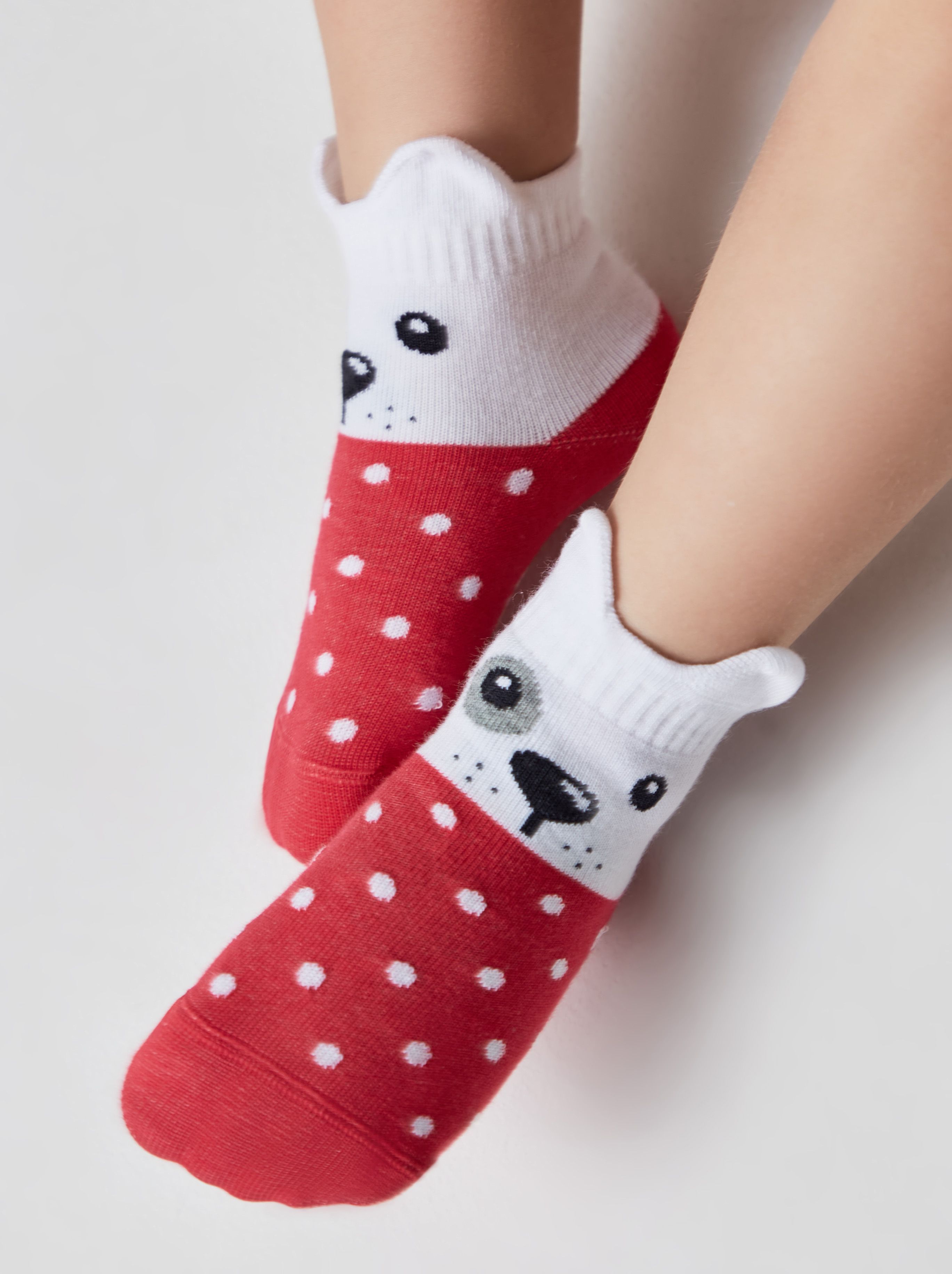 

Носки детские ⭐️ Короткие носки с декоративными ушками «Собачки» ⭐️, Малиновый