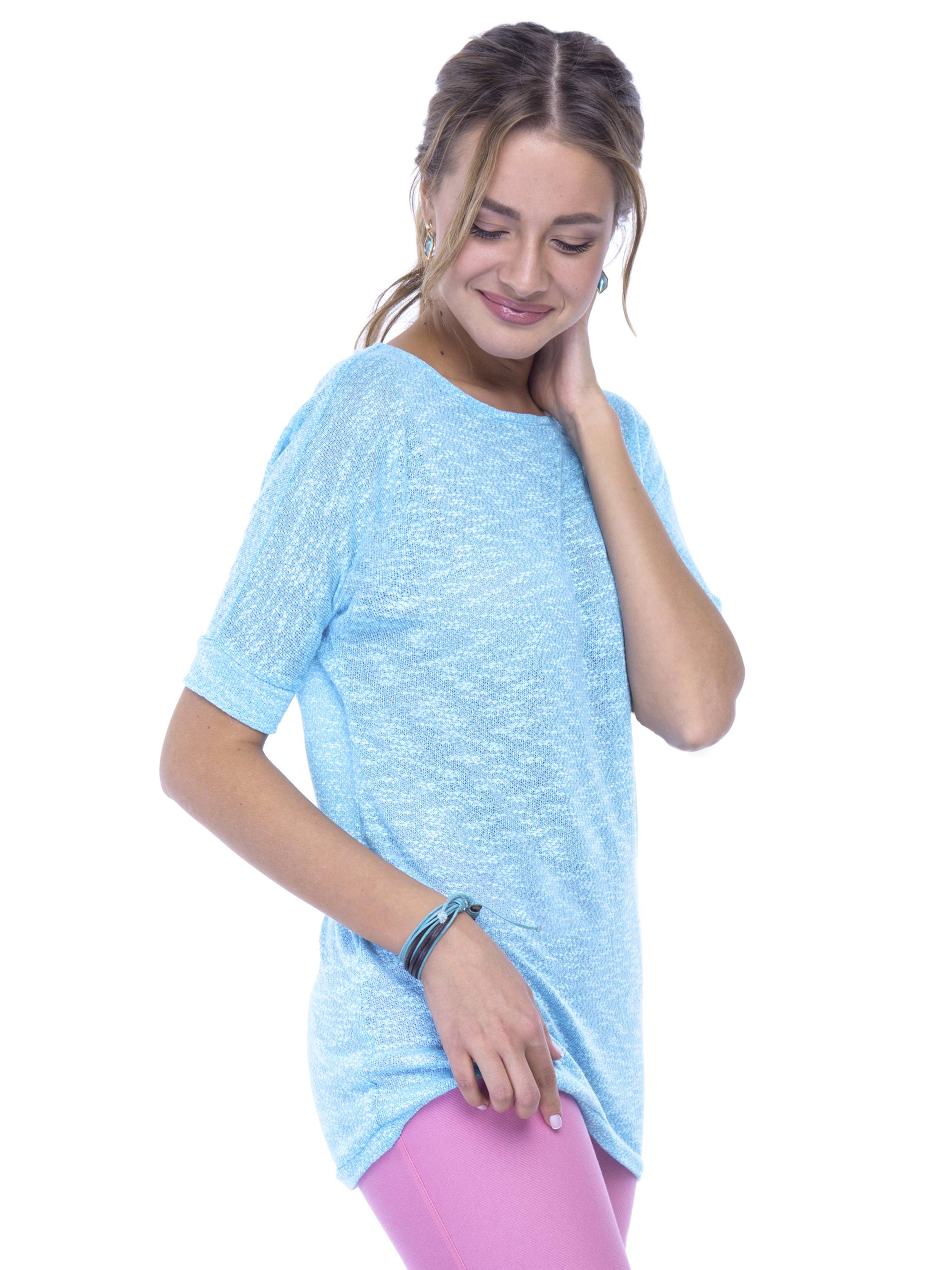 Джемпер женский ⭐️ Удлиненная фактурная футболка с завязками по спинке LD 524 ⭐️