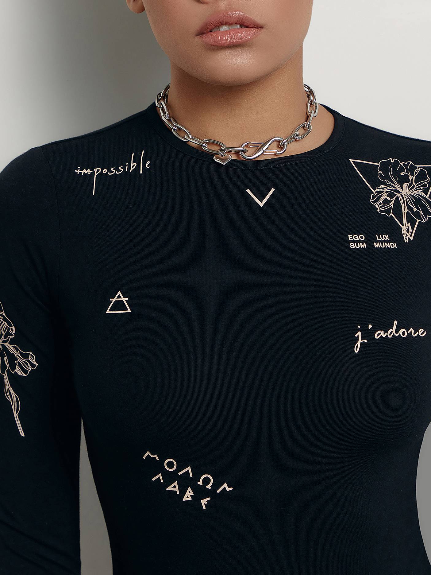 

Боди женское ⭐️ Боди из хлопка с тату-рисунками LBD 1431 ⭐️, Black-ego