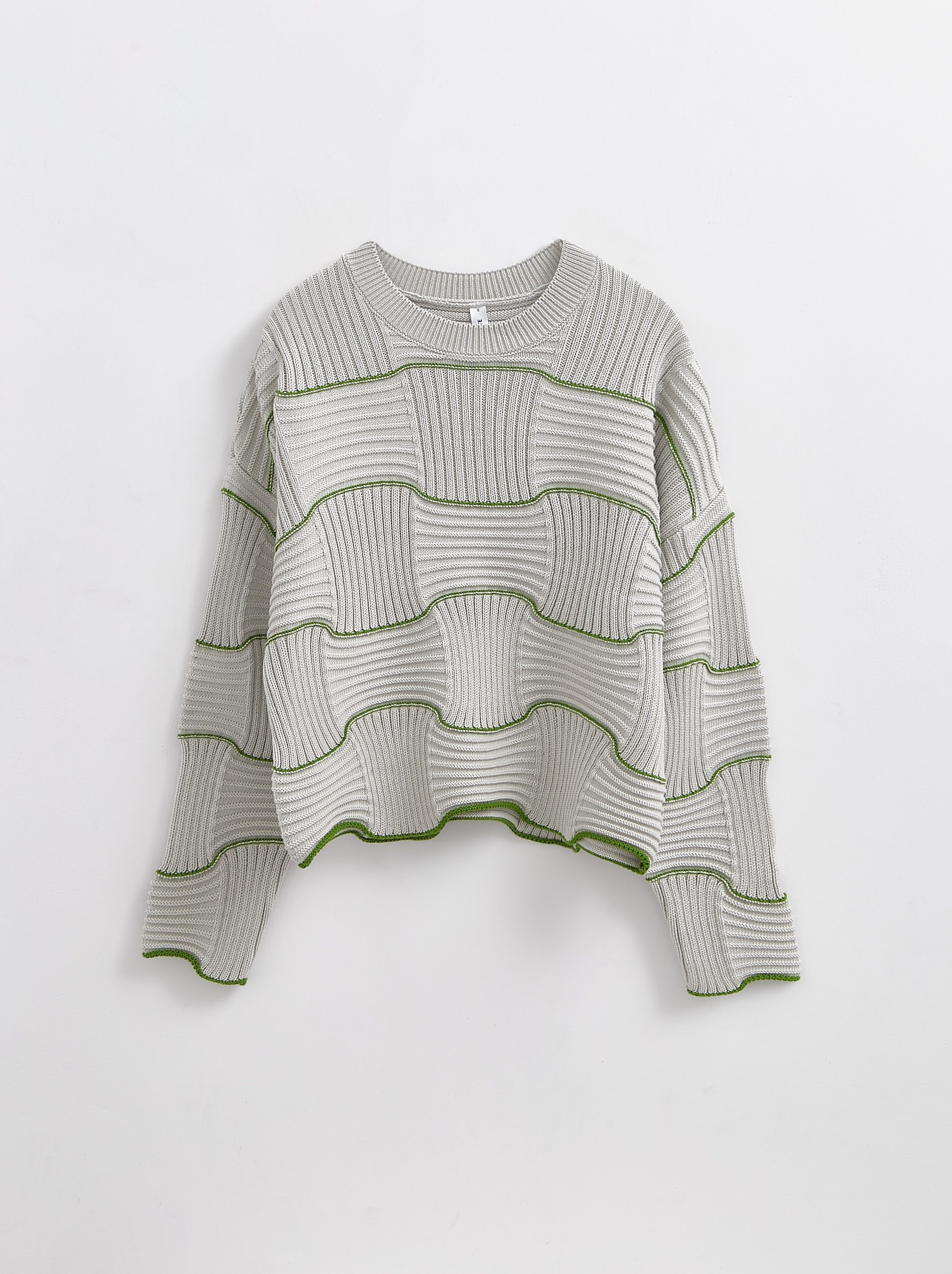 

Джемпер женский ⭐️ Джемпер с геометрическими узорами из пряжи с хлопком LDK 289 ⭐️, Gray-green