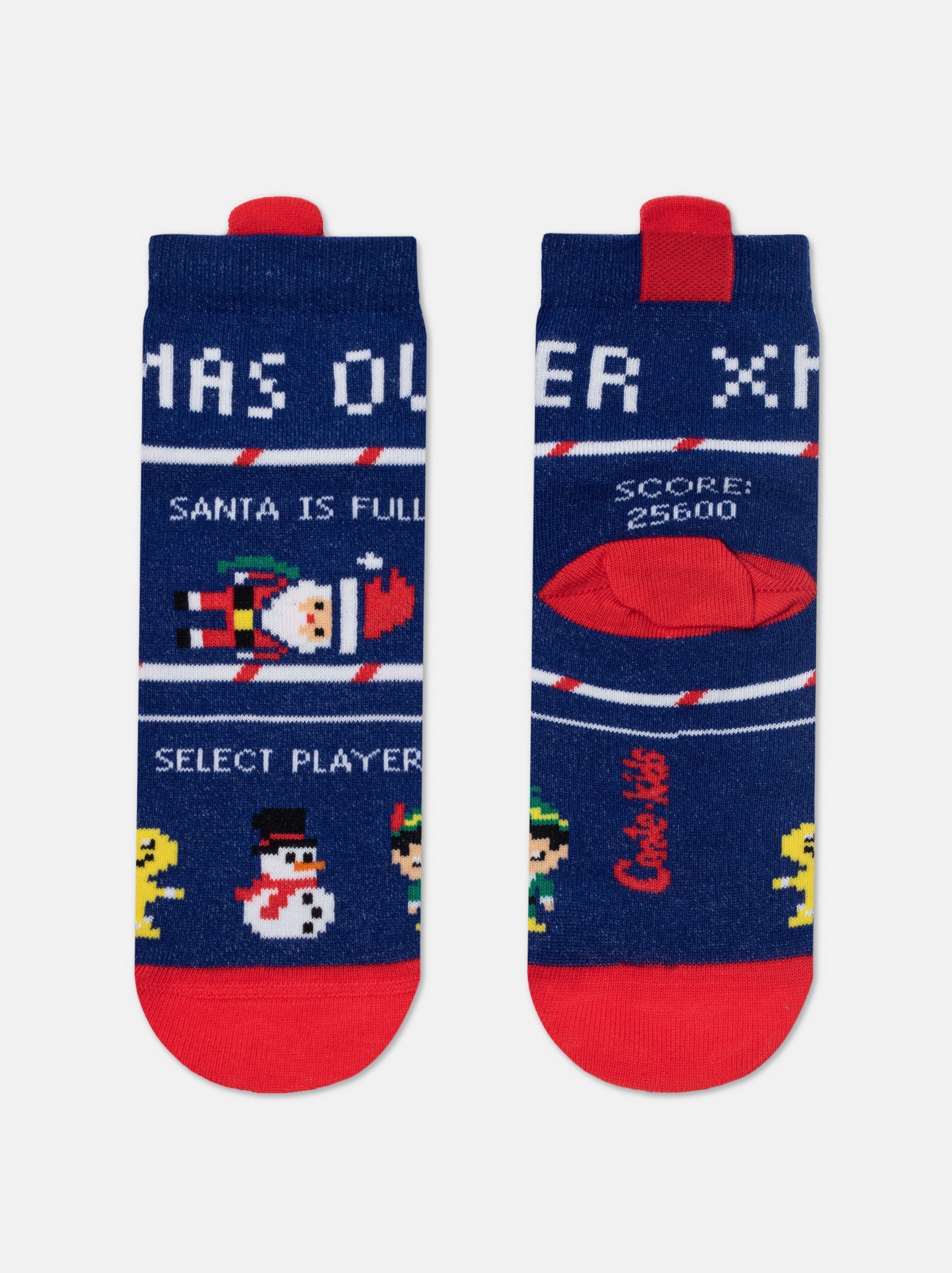 Новогодние носки с пикотом «Xmas player» Conte синего цвета