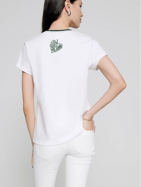 

Белая футболка с сияющей вышивкой LD 1107, White, Джемпер женский ⭐️ Белая футболка с сияющей вышивкой LD 1107 ⭐️
