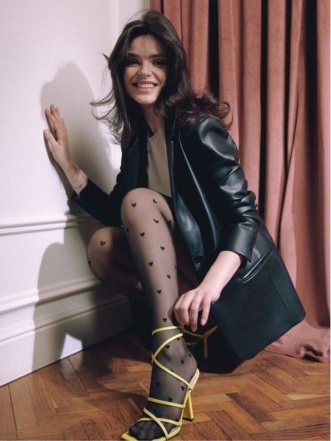 ᐅ Купить Колготки женские с рисунком "сердечки" BONHEUR неро цвета в ...