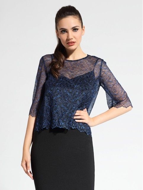 

Кружевная вечерняя блузка LBL 1061, Black-royal blue, Блузка женская ⭐️ Кружевная вечерняя блузка LBL 1061 ⭐️