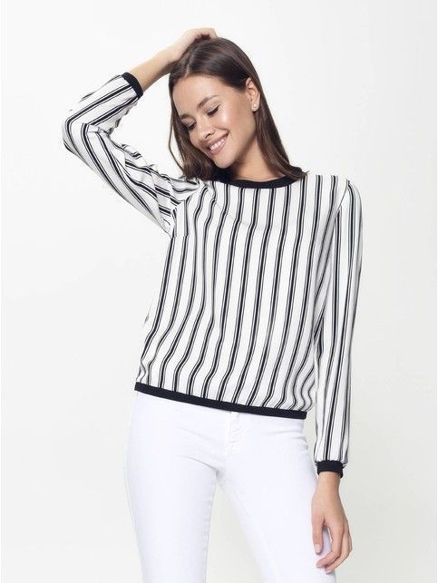 

Легкая блузка в полоску LBL 899, Black-white stripes, Блузка женская ⭐️ Легкая блузка в полоску LBL 899 ⭐️