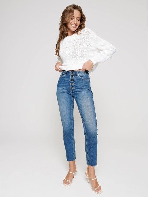 

Eco-friendly джинсы Mom Fit с высокой посадкой CON-189, Mid blue, Брюки джинсовые ⭐️ Eco-friendly джинсы Mom Fit с высокой посадкой CON-189 ⭐️