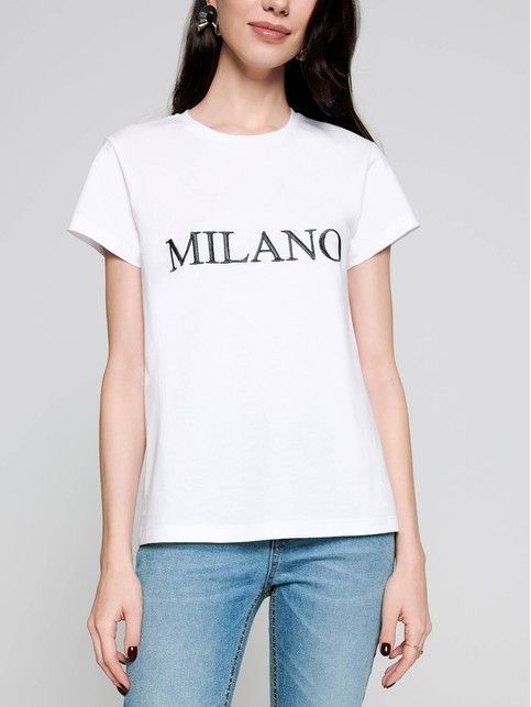 

Белая футболка из мягкого хлопка с вышивкой "Milano" LD 1128, White, Джемпер женский ⭐️ Белая футболка из мягкого хлопка с вышивкой "Milano" LD 1128 ⭐️