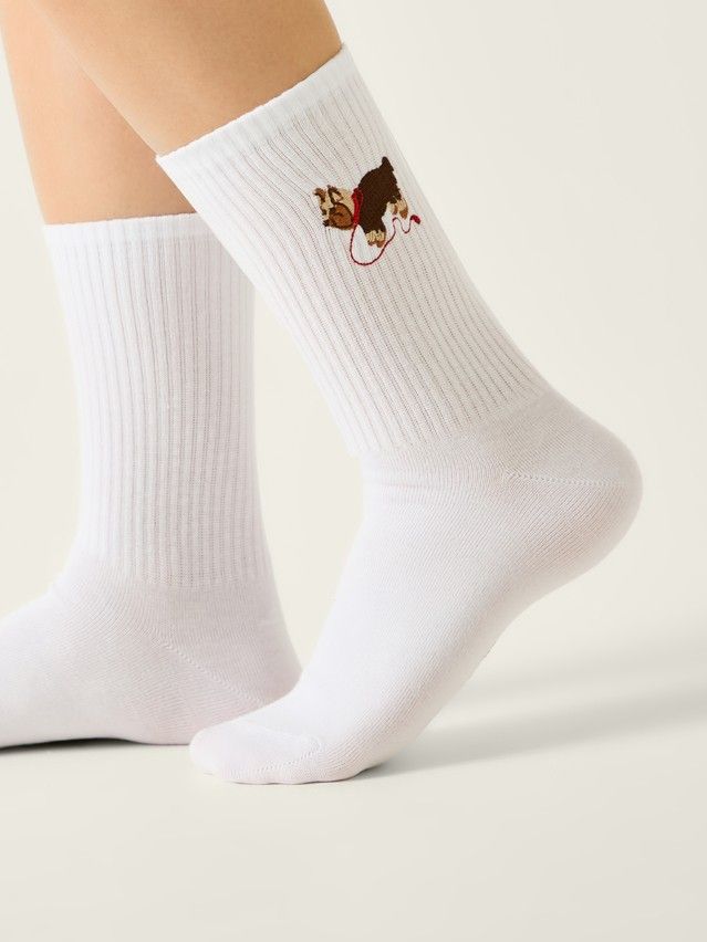 Носки женские хлопковые C FANTASY (с вышивкой) 24С-77/2СП, р.23-25, 1096 белый - 1