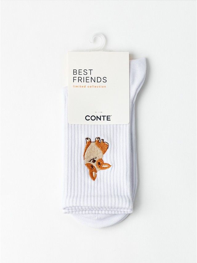 Носки женские хлопковые C FANTASY (с вышивкой) 24С-77/2СП, р.23-25, 1095 белый - 4