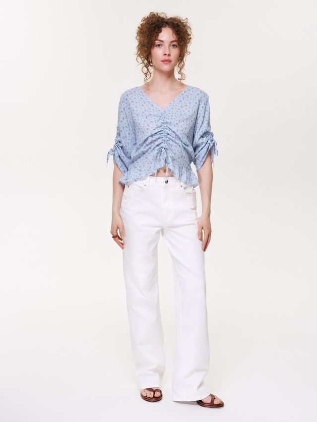 Блузка жен. C LBL 3831, р.170-84-90, blue-flowers - 1