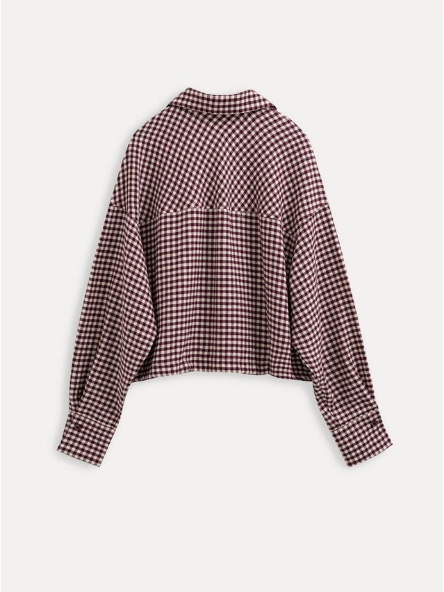 Рубашка жен. C LRU 3611, р.170-84-90, burgundy-ecru check - 2