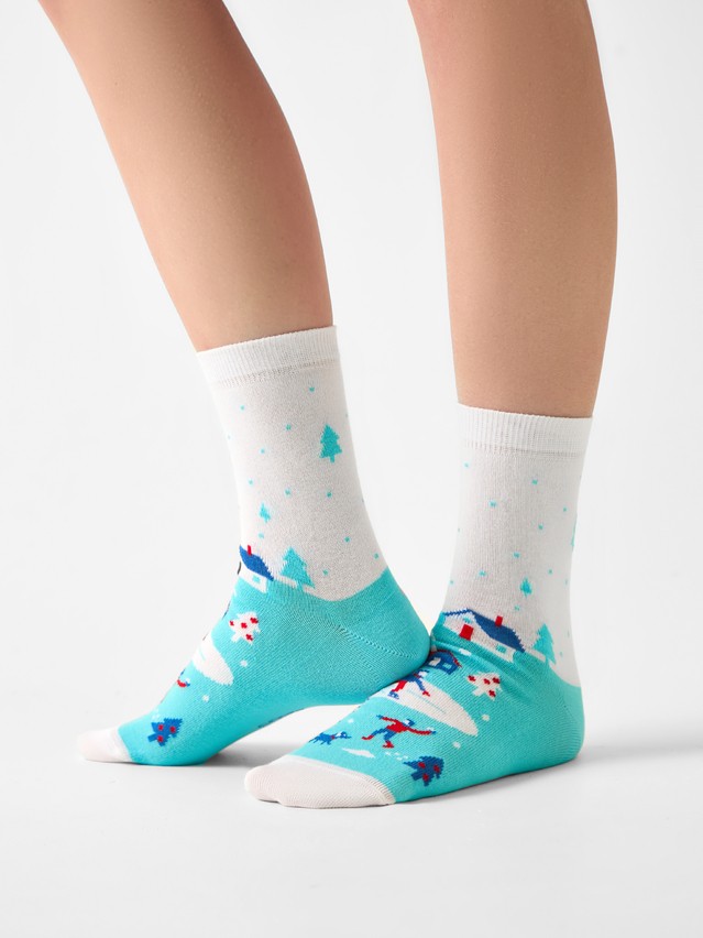 Носки женские хлопковые CE NEW YEAR 21С-76СП, р.23-25, 1025 бирюза - 1