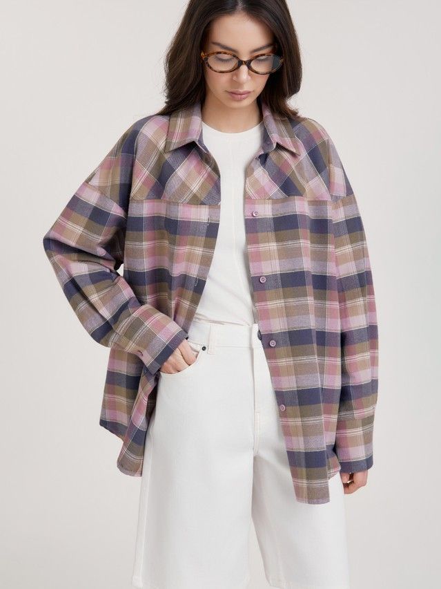 Рубашка жен. C LRU 3659, р.170-84-90, pink-check - 3