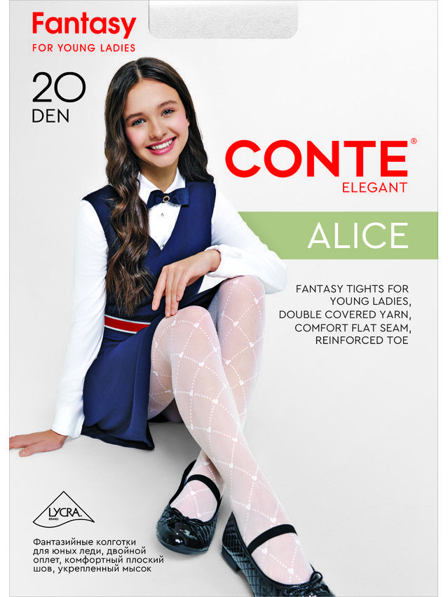 Колготки детские полиамидные CE ALICE, р.146-152, bianco - 4