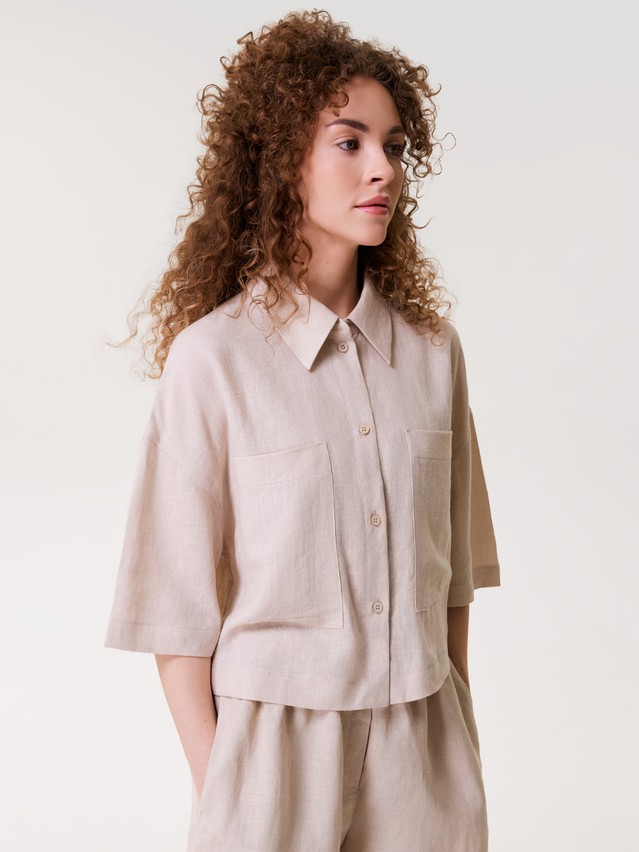 Рубашка жен. C LRU 3585, р.170-84-90, beige - 3