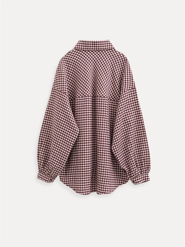 Рубашка жен. C LRU 3612, р.170-84-90, burgundy-ecru check - 2