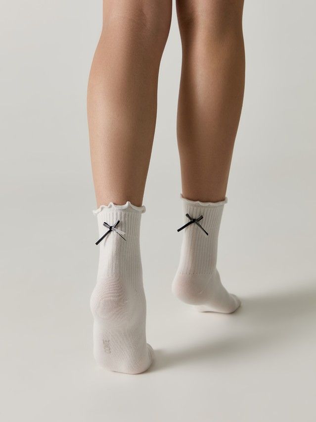 Носки жен. хлопковые C (с декором) 26С-26/1СП, р.23-25, 1158 молочный - 1