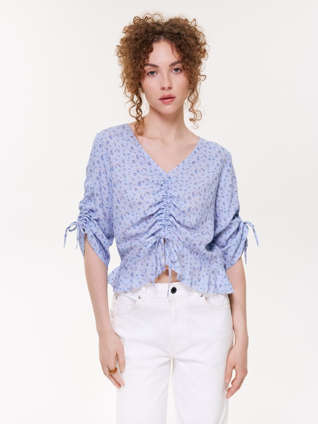Блузка жен. C LBL 3831, р.170-84-90, blue-flowers - 4