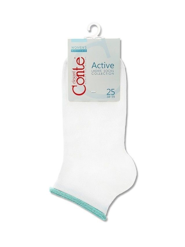 Носки женские хлопковые CE ACTIVE (декор. резинка) 12С-32СП, р.23-25, 035 белый-бледно-бирюзовый - 3
