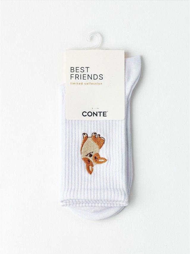 Носки женские хлопковые C FANTASY (с вышивкой) 24С-77/2СП, р.23-25, 1095 белый - 5