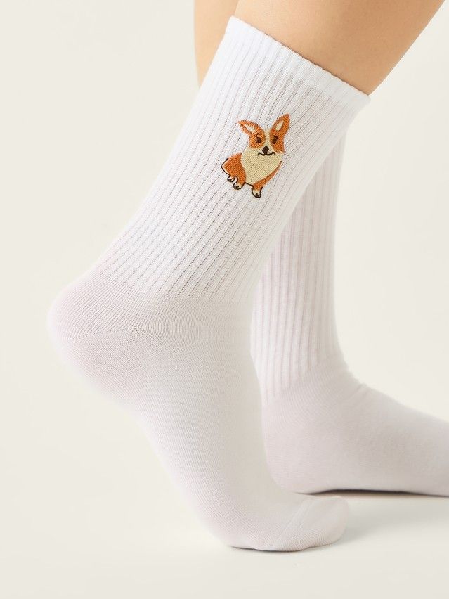 Носки женские хлопковые C FANTASY (с вышивкой) 24С-77/2СП, р.23-25, 1095 белый - 2