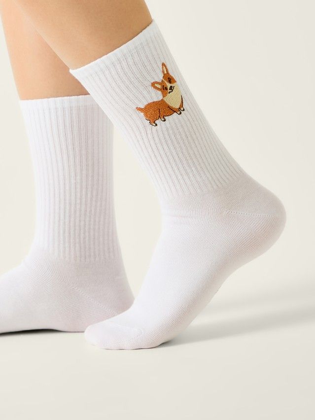 Носки женские хлопковые C FANTASY (с вышивкой) 24С-77/2СП, р.23-25, 1095 белый - 1