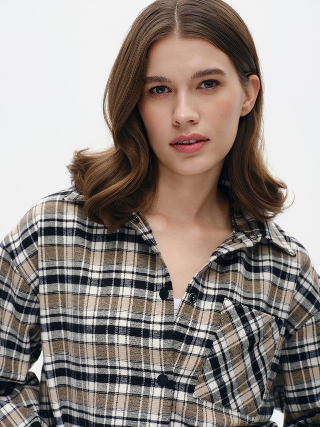 Рубашка женская C LRU 3504, р.170-84-90, black-beige check - 2