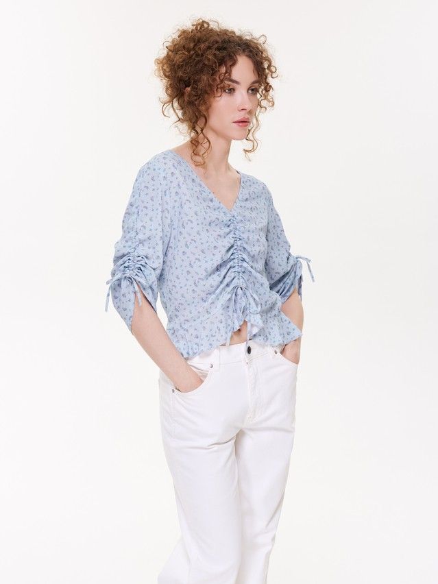 Блузка жен. C LBL 3831, р.170-84-90, blue-flowers - 4