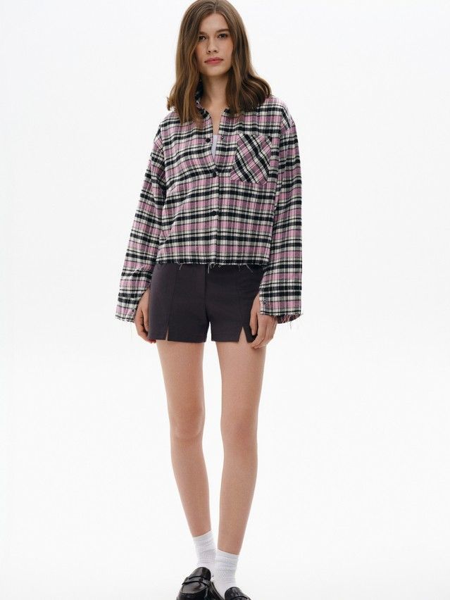 Рубашка женская C LRU 3504, р.170-84-90, black-pink check - 1