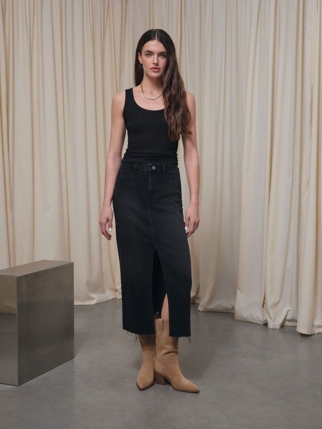 Юбка джинсовая женская C CON-815, р.170-90, washed black - 1