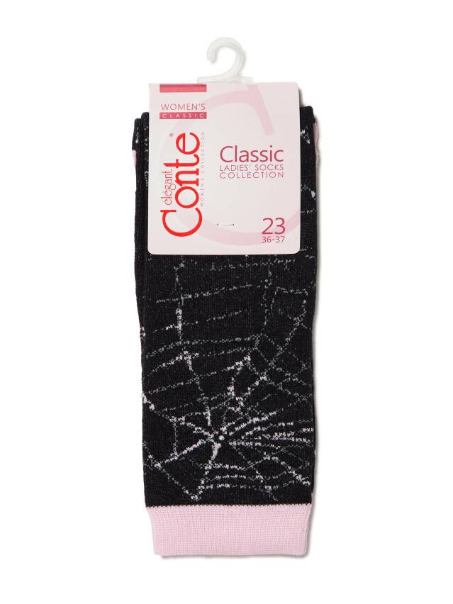Носки хлопковые женские CLASSIC (стразы, люрекс) 17С-46СП, р. 36-37, черный-светло-розовый, рис. 285 - 3