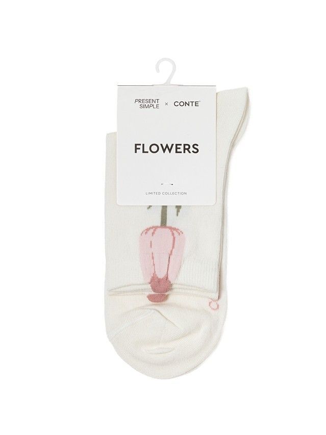 Носки женские хлопковые C FLOWERS 17С-183/1СП, р.23-25, 723 молочный - 4