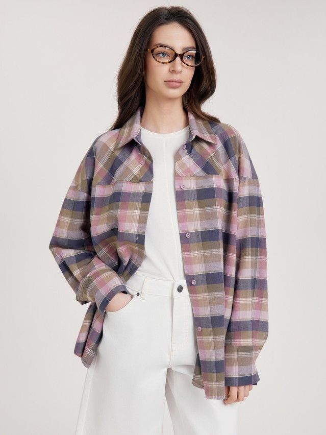 Рубашка жен. C LRU 3659, р.170-84-90, pink-check - 1