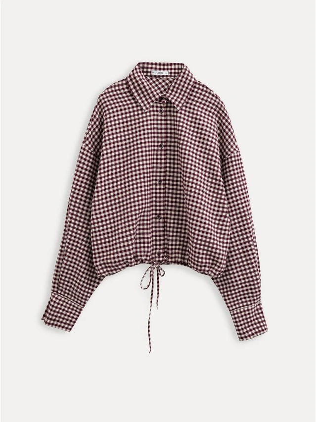 Рубашка жен. C LRU 3611, р.170-84-90, burgundy-ecru check - 1