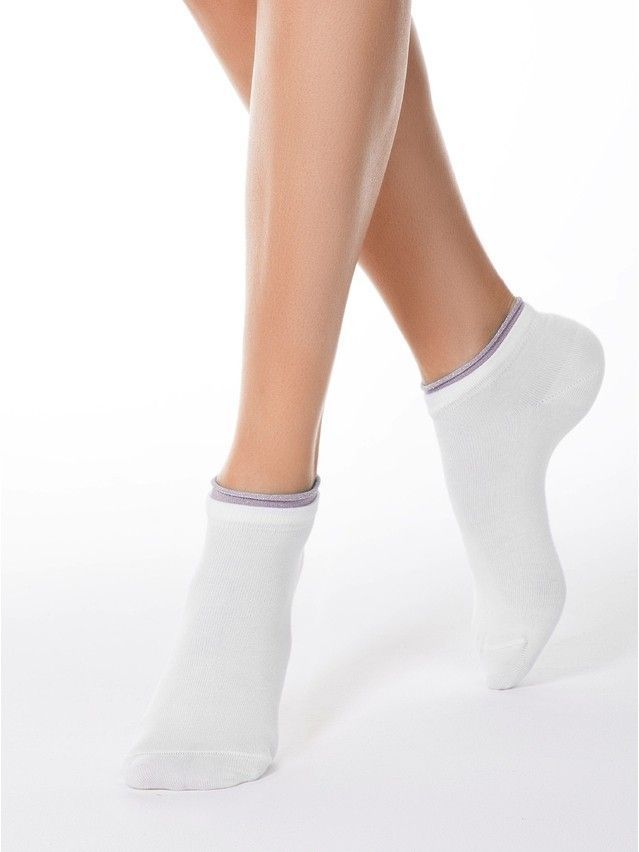Носки хлопковые женские ACTIVE (декор. резинка) 12С-32СП, р. 36-37, 035 белый-сиреневый - 1