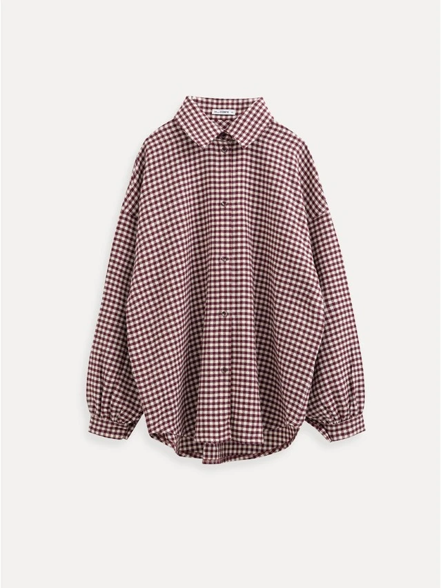 Рубашка жен. C LRU 3612, р.170-84-90, burgundy-ecru check - 1