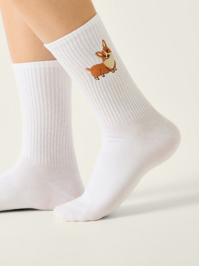 Носки женские хлопковые C FANTASY (с вышивкой) 24С-77/2СП, р.23-25, 1095 белый - 2