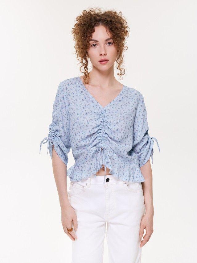 Блузка жен. C LBL 3831, р.170-84-90, blue-flowers - 3