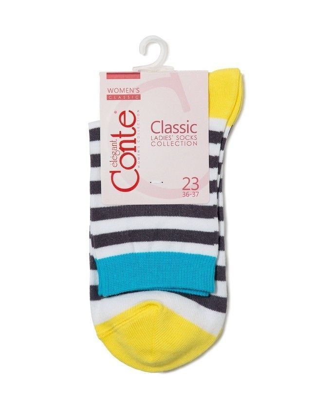 Носки хлопковые женские CLASSIC 7С-22СП, р. 36-37, белый-темно-серый, рис. 087 - 3