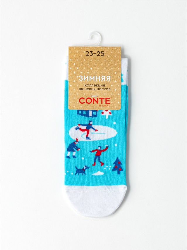 Носки женские хлопковые CE NEW YEAR 21С-76СП, р.23-25, 1025 бирюза - 4