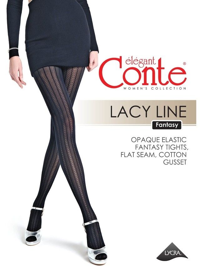 Колготки женские CE FANTASY LACY LINE, р.2, nero - 6