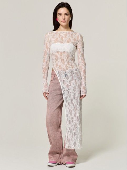 Туника из цветочного кружева с разрезом по ноге LD 3501 - купить в интернет-магазине Conte