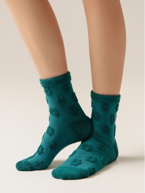 Махровые носки из хлопка с объемным рисунком «цветочки» COMFORT, модель 548