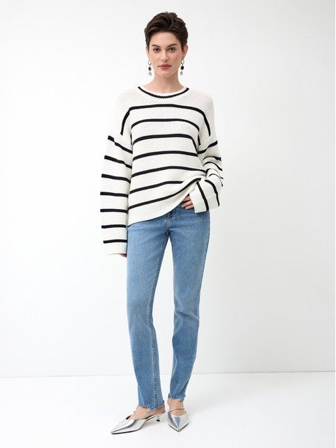 Джемпер в полоску из пряжи с хлопком LDK 24115