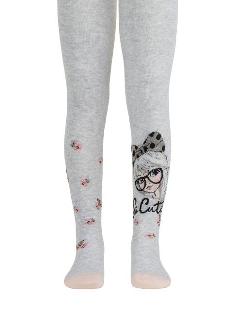 Хлопковые колготки с люрексом и рисунком «Cute»