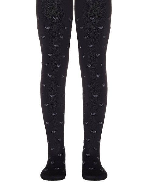 Хлопковые колготки с сердечками из люрекса