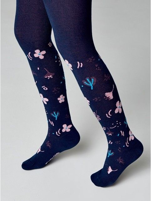 Хлопковые колготки с цветочным рисунком
