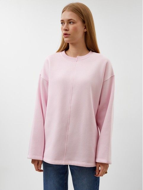 Джемпер из футера с ассиметричной планкой на горловине LD 3231